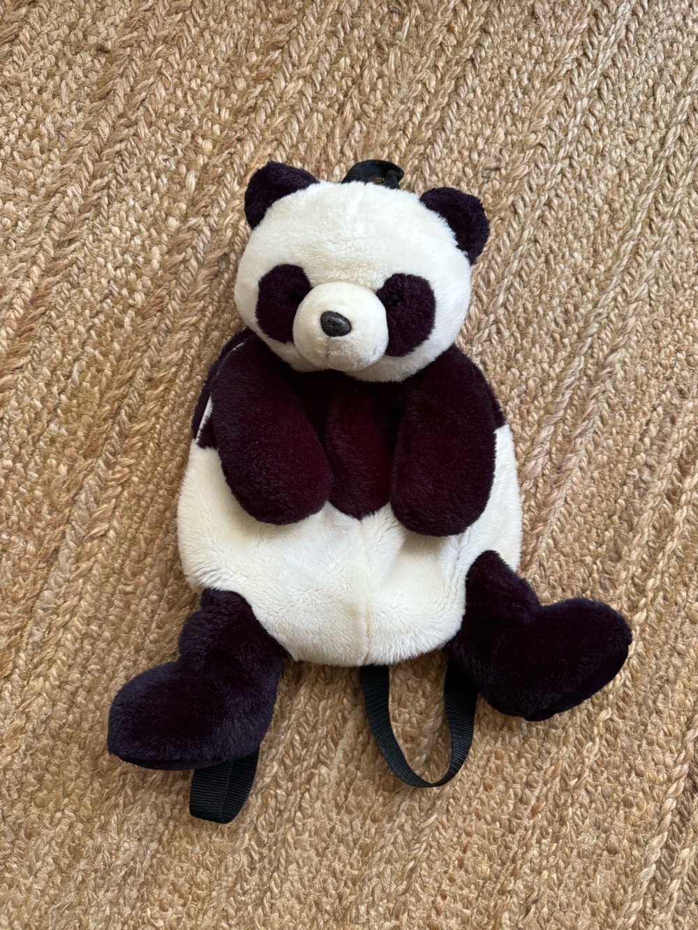 Vintage plush panda bear backpack